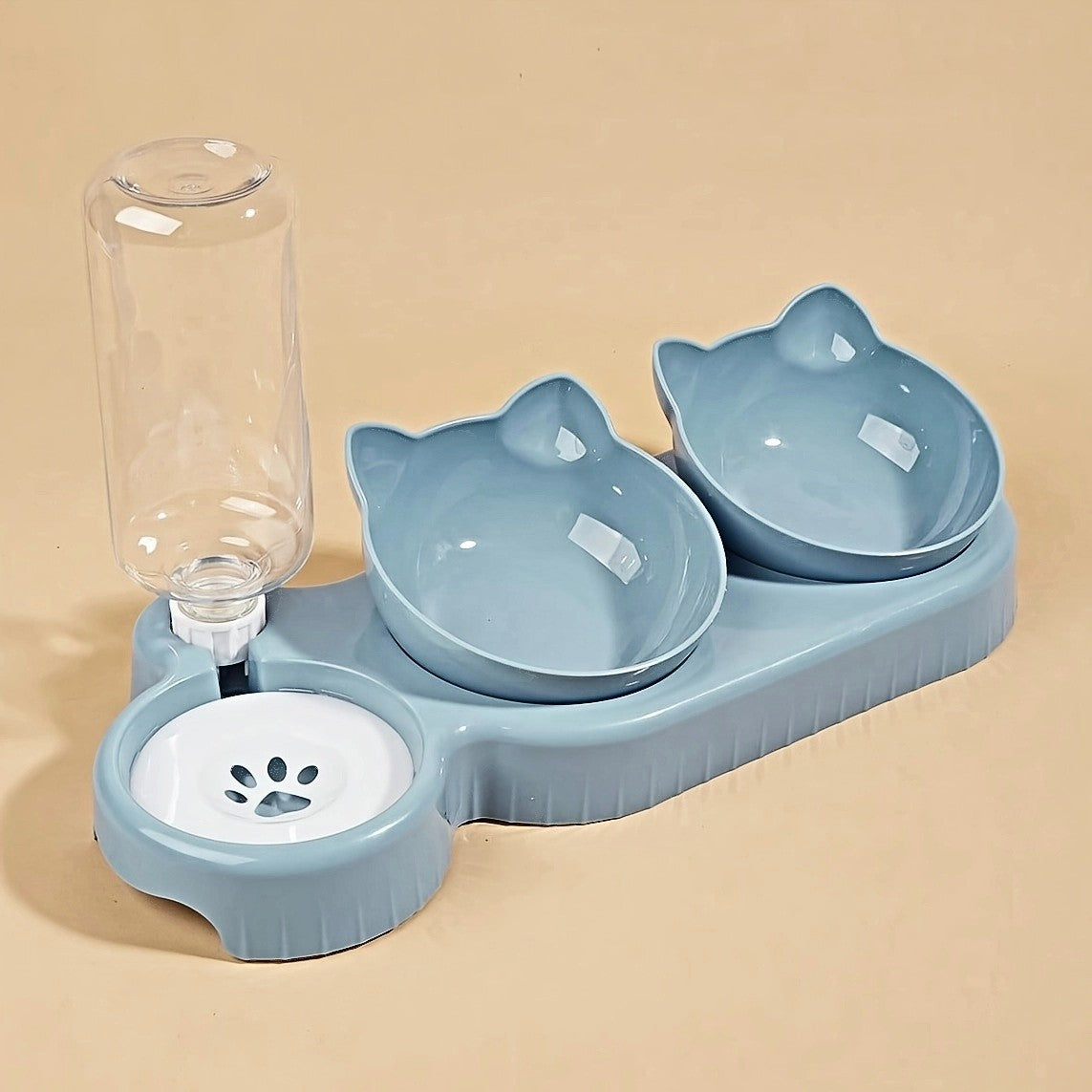 Tigelas de Água e Comida 3 em 1 Com Alimentador de Água Design de Orelha 500ml