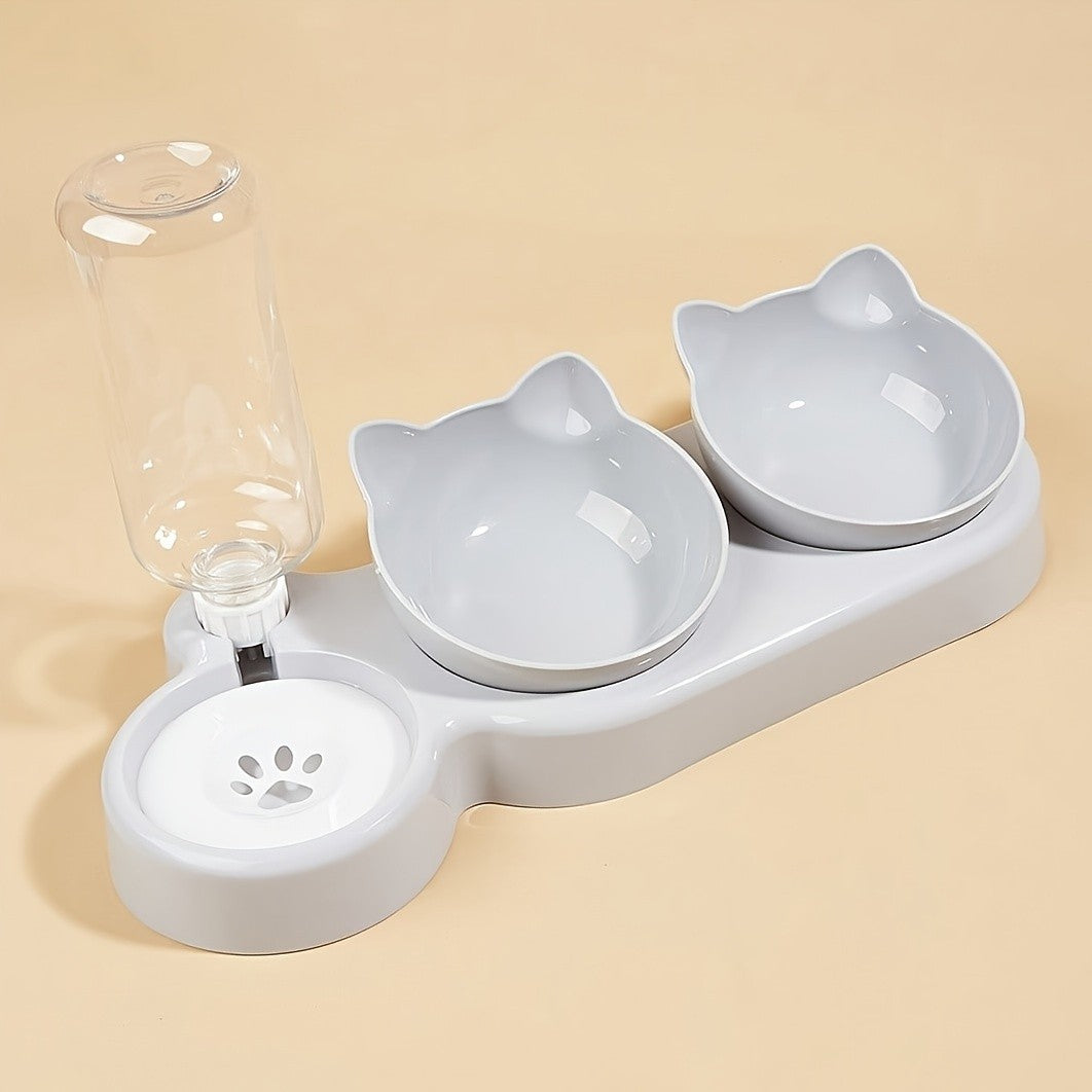 Tigelas de Água e Comida 3 em 1 Com Alimentador de Água Design de Orelha 500ml