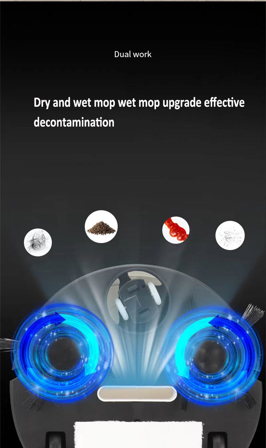 Robô Aspirador de Pó 3 Em 1 Inteligente Sem Fio USB 1500Pa Sweepin Robot