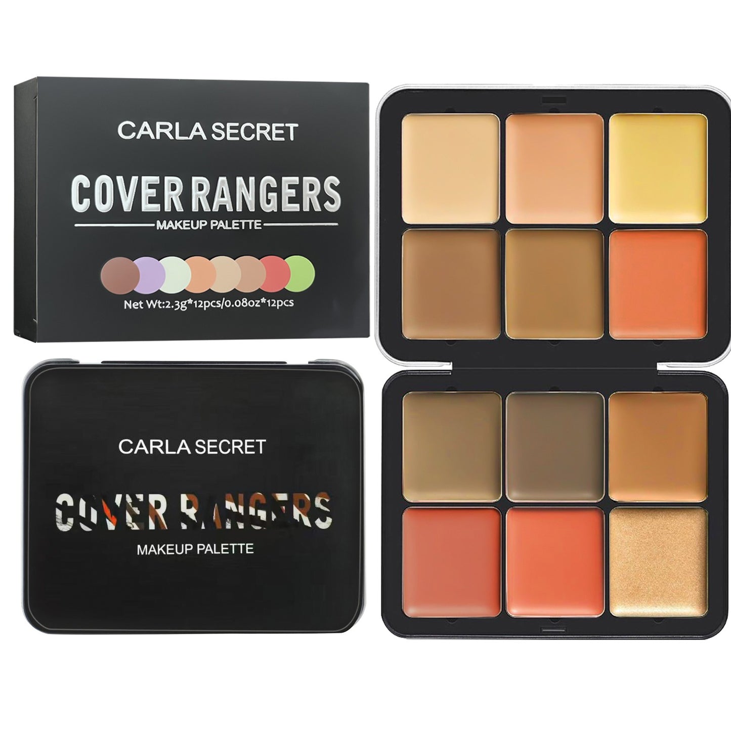 Caixa de Maquiagem Corretivo Blush Creme Fosco Com 12 Cores
