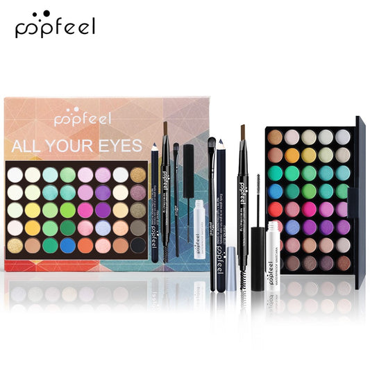 Conjunto de Maquiagem Popfeel-Eye Tool Box - Paleta de Sombras, Delineador, Rímel, Lápis de Sobrancelha
