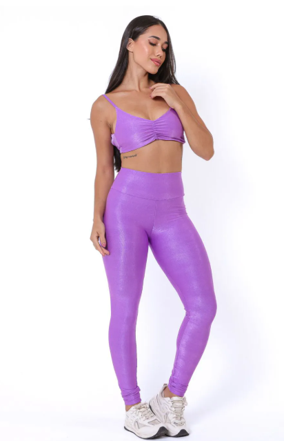 Conjunto Canelado de Compressão Lilás Lavanda