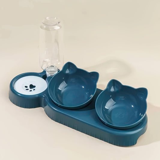 Tigelas de Água e Comida 3 em 1 Com Alimentador de Água Design de Orelha 500ml