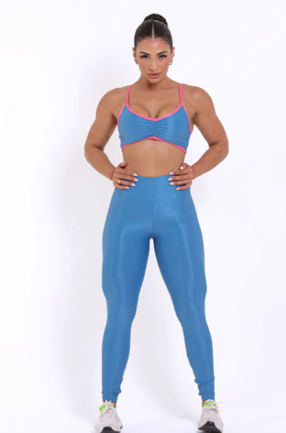 Conjunto Canelado de Compressão Alice Azul