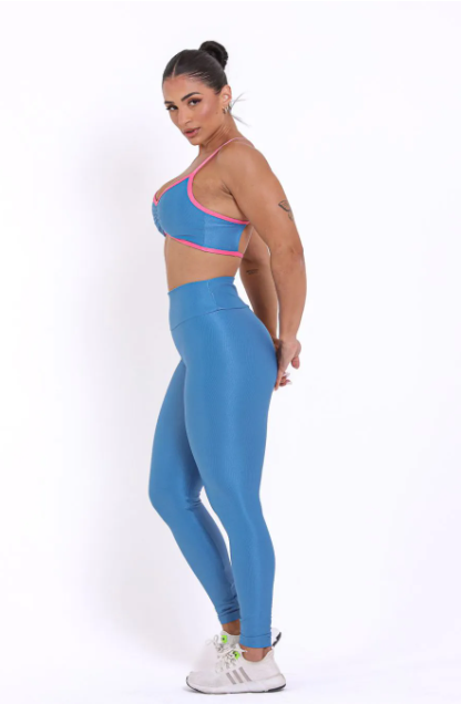 Conjunto Canelado de Compressão Alice Azul