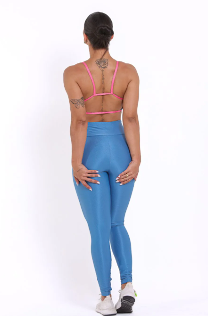 Conjunto Canelado de Compressão Alice Azul