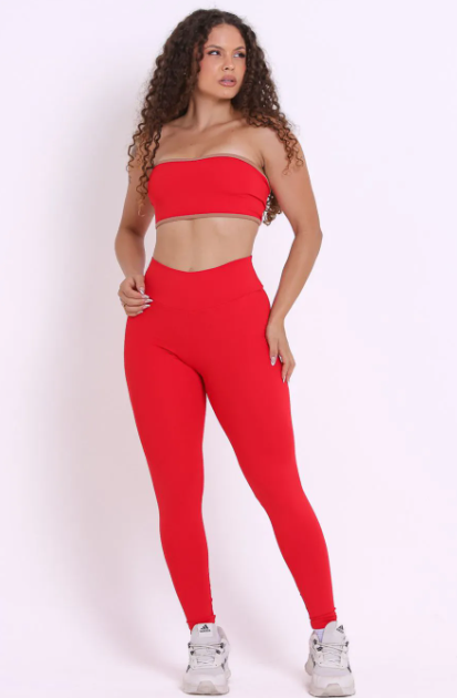 Conjunto Legging Poliamida Tomara que Caia Vermelho