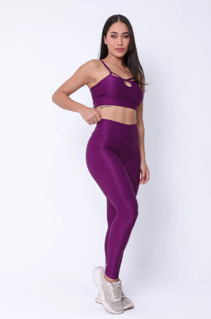 Conjunto Legging Canelado de Compressão Beterraba