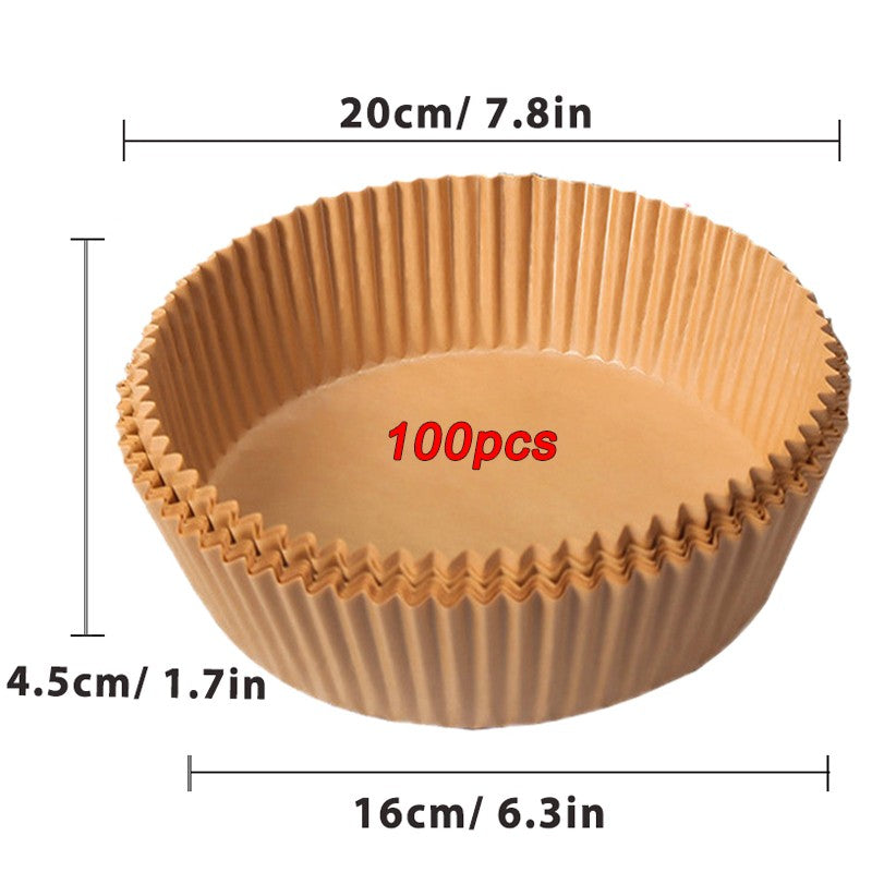 Air Fryer Papel descartável, papéis de cozimento antiaderentes Airfryer, forros redondos, acessórios de cozinha, 50 pcs, 100pcs