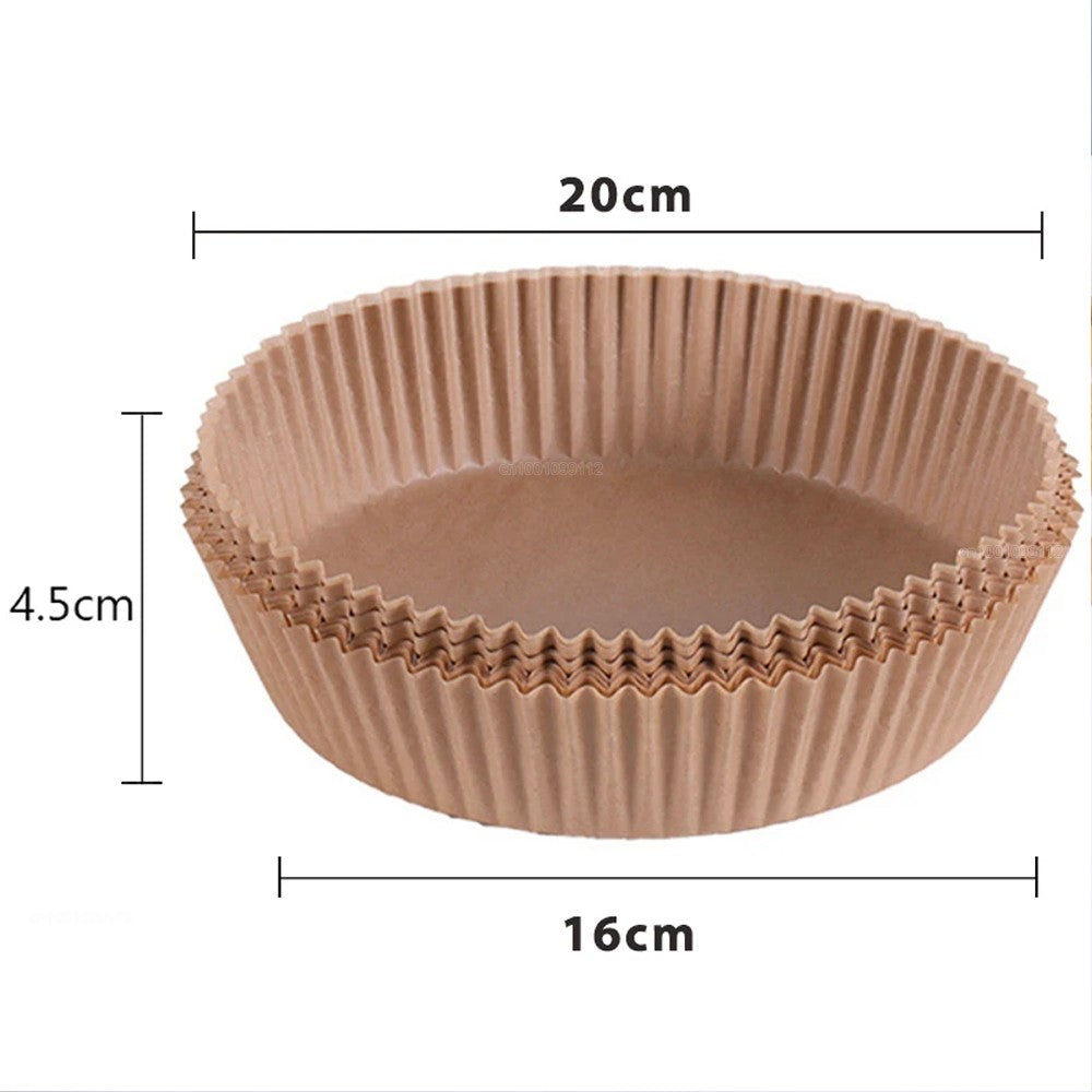 Air Fryer Papel descartável, papéis de cozimento antiaderentes Airfryer, forros redondos, acessórios de cozinha, 50 pcs, 100pcs