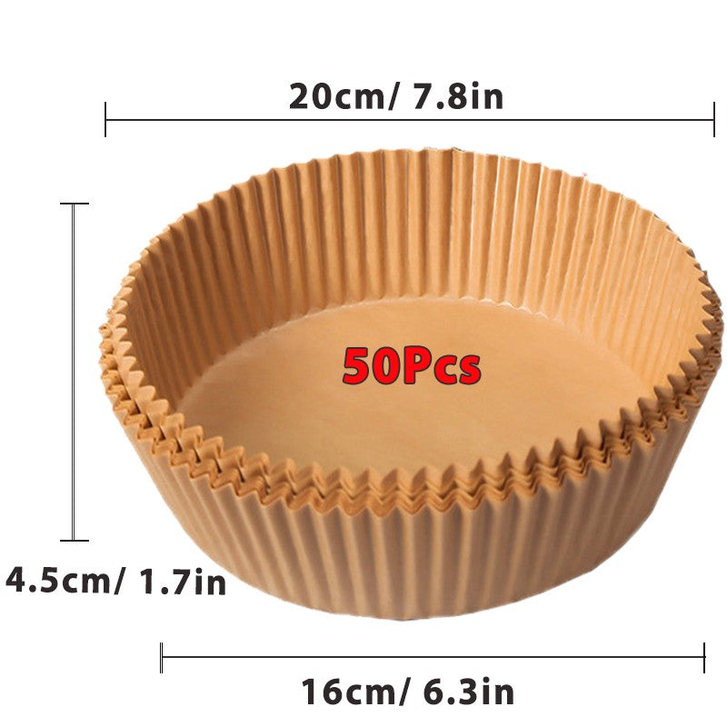 Air Fryer Papel descartável, papéis de cozimento antiaderentes Airfryer, forros redondos, acessórios de cozinha, 50 pcs, 100pcs