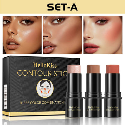 Conjunto de Corretivo em Bastão para Contorno Facial 3 Peças HelloKiss