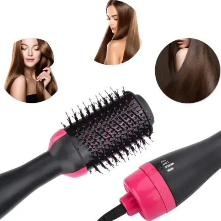 Escova Secadora 3 em 1 Hair Dryerand Styler 1000W -  Rosa e Preto 127V