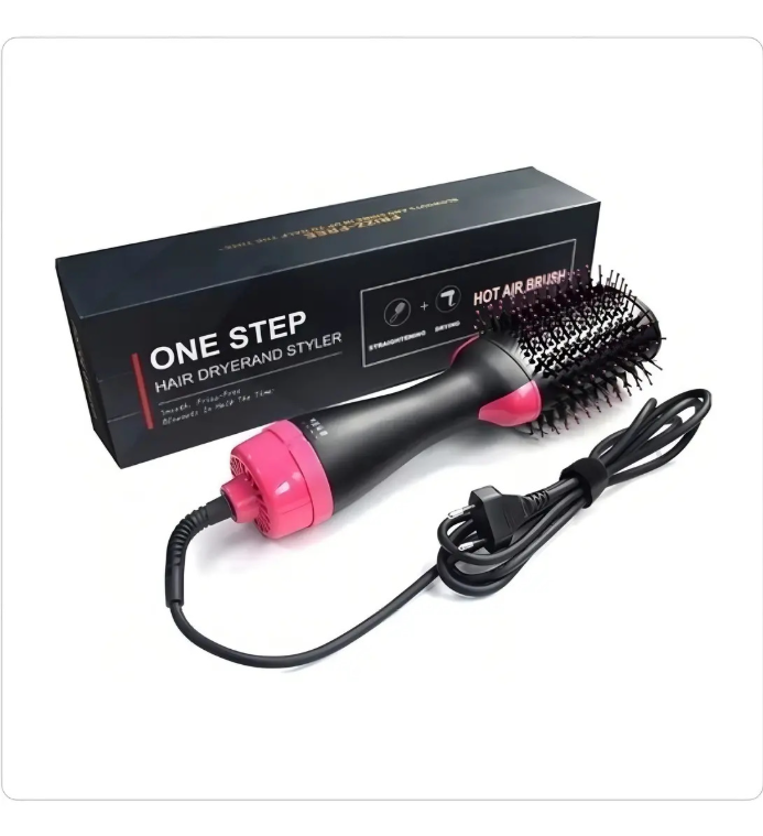 Escova Secadora 3 em 1 Hair Dryerand Styler 1000W -  Rosa e Preto 127V