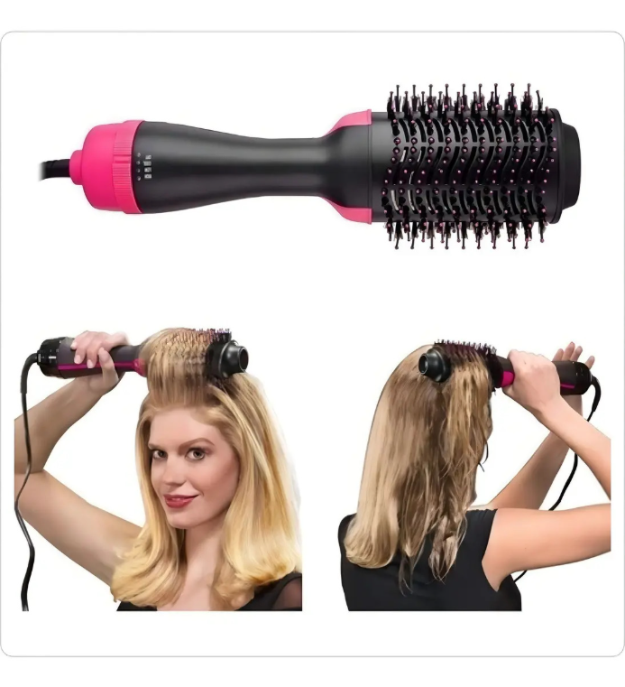 Escova Secadora 3 em 1 Hair Dryerand Styler 1000W -  Rosa e Preto 127V