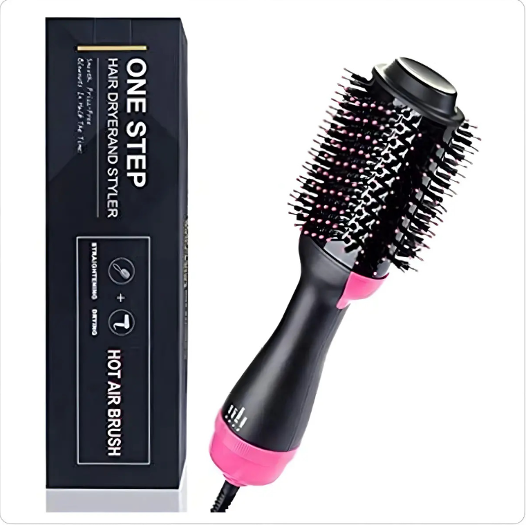 Escova Secadora 3 em 1 Hair Dryerand Styler 1000W -  Rosa e Preto 127V