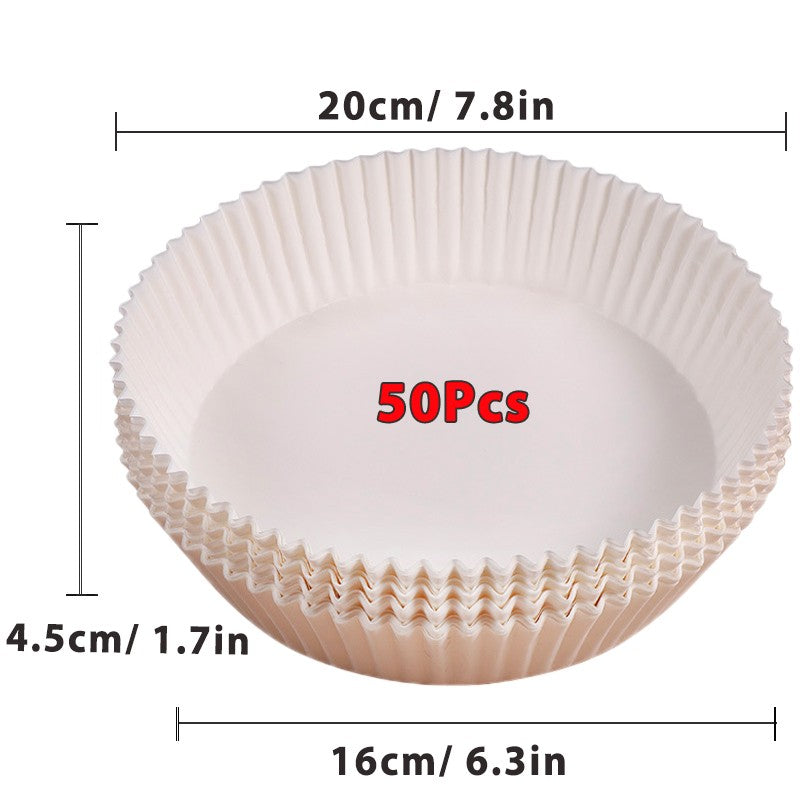 Air Fryer Papel descartável, papéis de cozimento antiaderentes Airfryer, forros redondos, acessórios de cozinha, 50 pcs, 100pcs