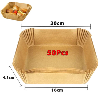 Air Fryer Papel descartável, papéis de cozimento antiaderentes Airfryer, forros redondos, acessórios de cozinha, 50 pcs, 100pcs