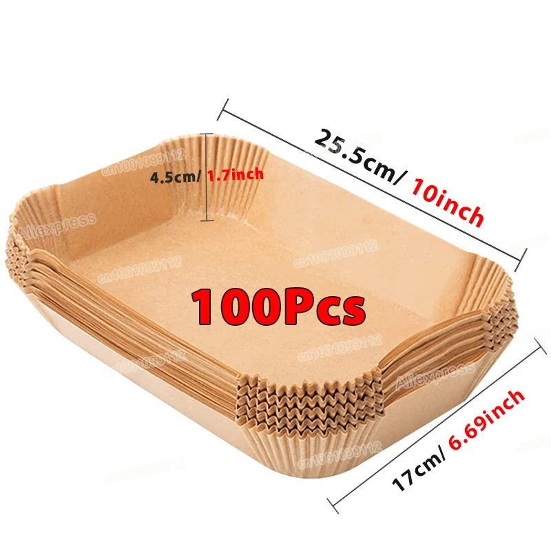 Air Fryer Papel descartável, papéis de cozimento antiaderentes Airfryer, forros redondos, acessórios de cozinha, 50 pcs, 100pcs