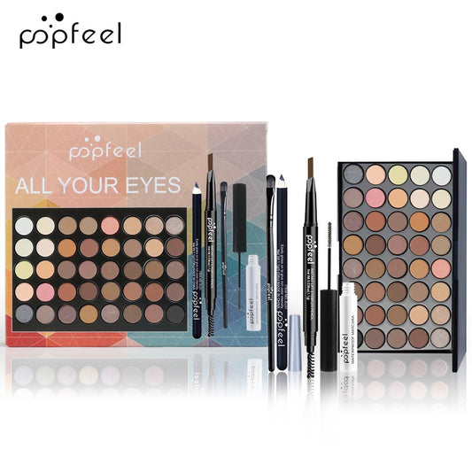 Conjunto de Maquiagem Popfeel-Eye Tool Box - Paleta de Sombras, Delineador, Rímel, Lápis de Sobrancelha
