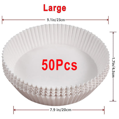 Air Fryer Papel descartável, papéis de cozimento antiaderentes Airfryer, forros redondos, acessórios de cozinha, 50 pcs, 100pcs