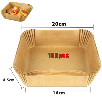 Air Fryer Papel descartável, papéis de cozimento antiaderentes Airfryer, forros redondos, acessórios de cozinha, 50 pcs, 100pcs