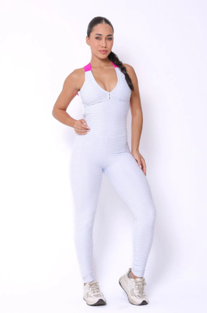 Macacão Texturizado Branco com Elástico