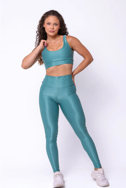 Conjunto Canelado de Compressão Verde Esmeralda