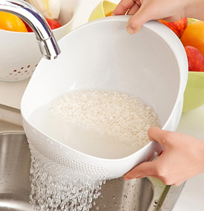 Tigela de Drenagem Multiuso 2 em 1 – Praticidade e Higiene na Sua Cozinha