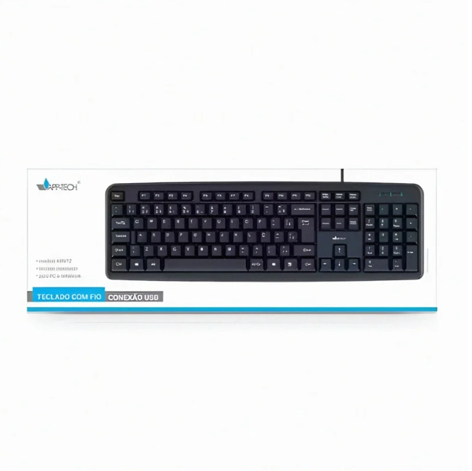 Teclado com fio USB, ABNT2, Preto, KF100, App-Tech CX 1 UN
