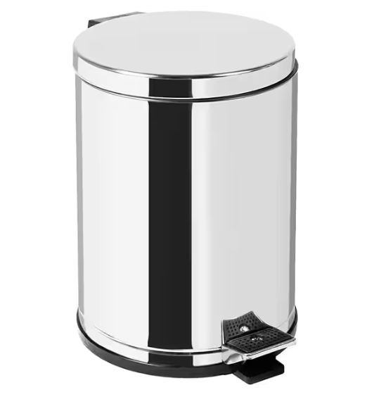 Lixeira inox com pedal, 15L, Prata, Viel - 1 UN