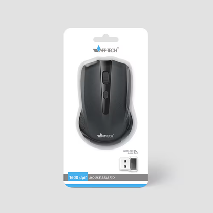 Mouse sem fio, 1600DPI, Preto, MW200, App-Tech - CX 1 UN