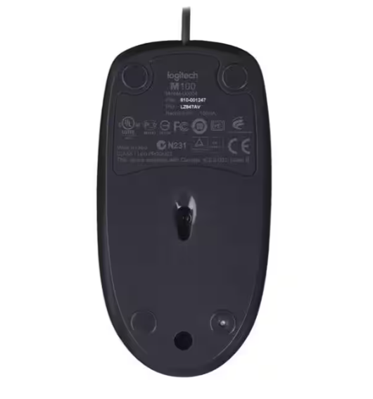 Mouse com fio USB Logitech M90 com Design Ambidestro e Facilidade Plug and Play BT 1 UN