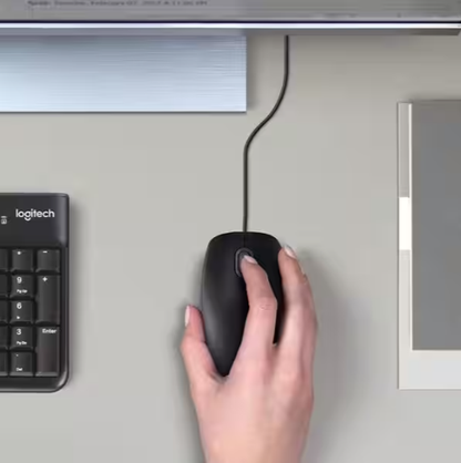 Mouse com fio USB Logitech M90 com Design Ambidestro e Facilidade Plug and Play BT 1 UN
